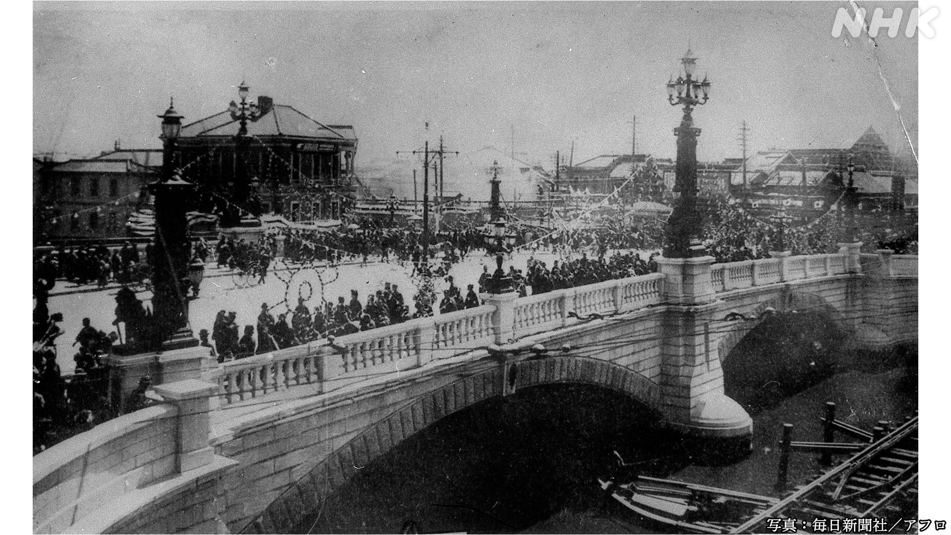 1911年の日本橋　石造りのアーチ橋に生まれ変わる
